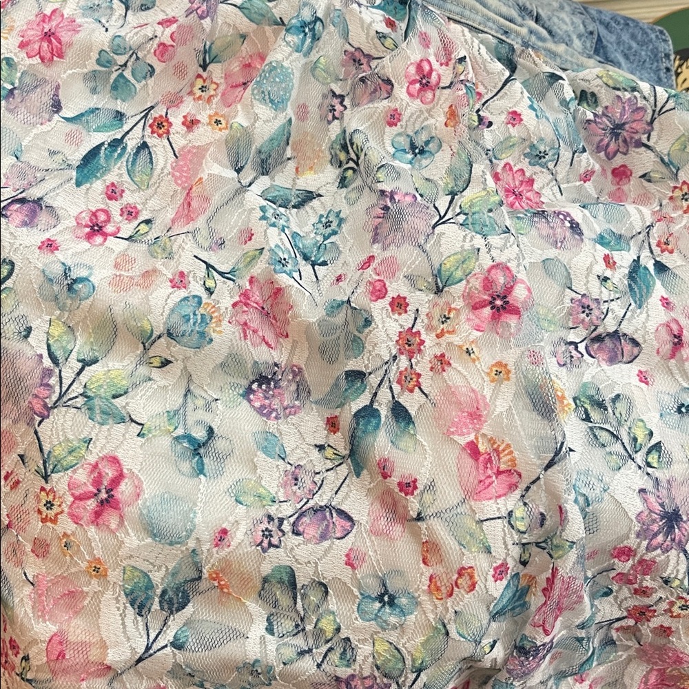 Jordache Blue Denim Overalls Floral Dress - Picture 5 of 5